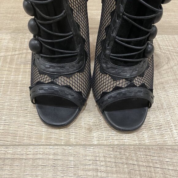 Christian Louboutin black open toe ankle cut out high heel cage bootie - Picture 7 of 8